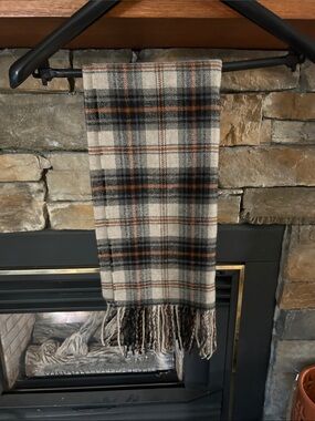 Plaid Fringe scarf - Cream, Black & Brown
